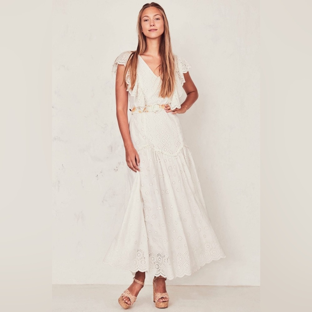 LoveShackFancy Free People Ivory Cressida Dress Eyelet Lace Maxi Large